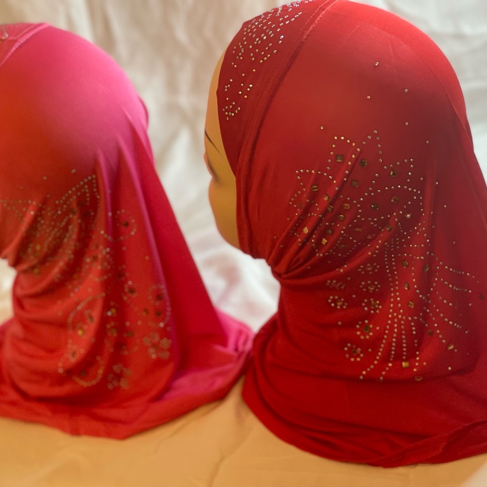 Muslim one piece kids hijab lslamic girl solid Scarf Arab head Wrap Hat - Picture 7 of 12